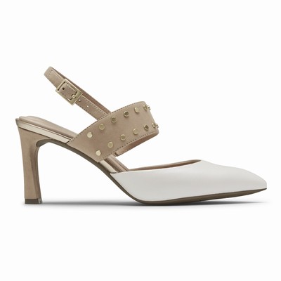 Rockport Total Motion Sheehan Studded Heels Damen Weiß / Beige AJH-203687